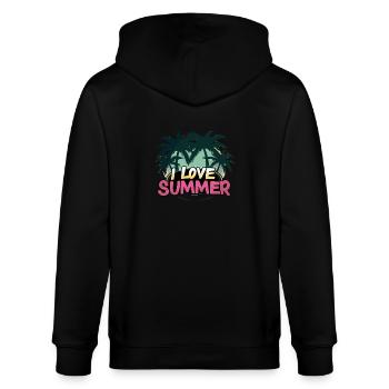 I Love Summer Palmen Strand Vibes Sonnenuntergang - Stanley/Stella Unisex Bio-Kapuzenjacke CULTIVATOR  - Schwarz - Hinten - Anna (173cm)
