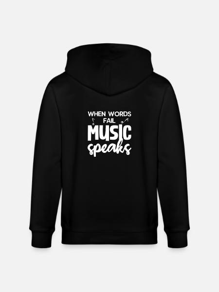 When the words fail, the music speaks - Stanley/Stella CULTIVATOR  Unisex Organic Hooded Jacket - black