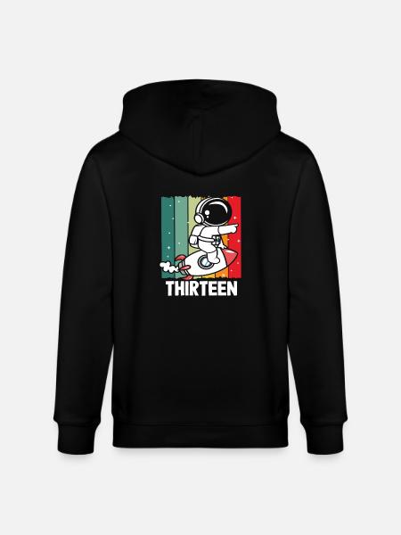 Astronaut Rocket Thirteen Retro Design - Stanley/Stella CULTIVATOR Unisex Organic Hooded Jacket - black