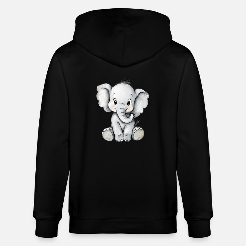 petit éléphant mignon - Veste à capuche bio CULTIVATOR Stanley/Stella Unisexe - noir