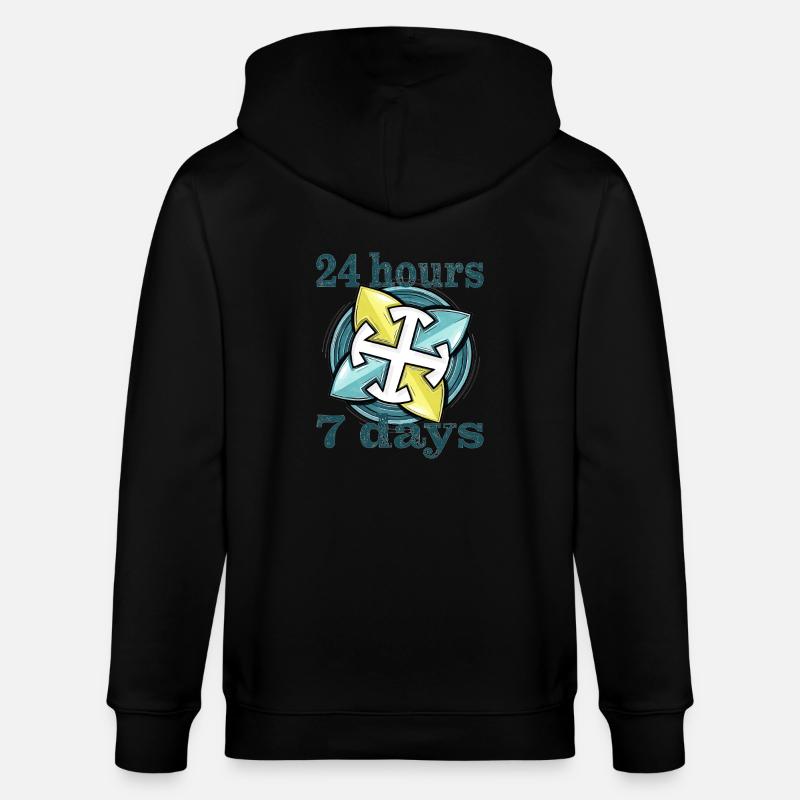 24 hours 7 days - Stanley/Stella Unisex Bio-Kapuzenjacke CULTIVATOR  - Schwarz