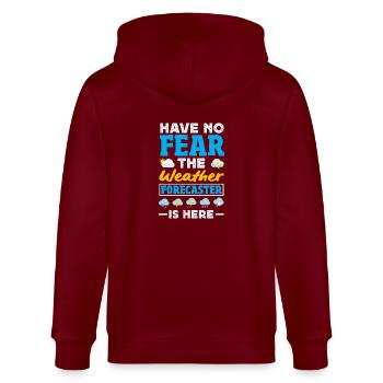 Funny Meteorology Wetterbegeisterte - Stanley/Stella Unisex Bio-Kapuzenjacke CULTIVATOR  - Burgunderrot - Hinten - Anna (173cm)