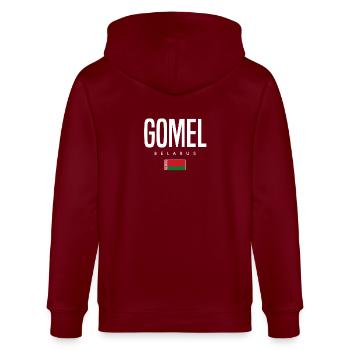 Gomel Belarus Weißrussland - Stanley/Stella Unisex Bio-Kapuzenjacke CULTIVATOR  - Burgunderrot - Hinten - Anna (173cm)