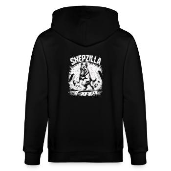 Shepzilla – Retro Rampage - Stanley/Stella Unisex Bio-Kapuzenjacke CULTIVATOR  - Schwarz - Hinten - Anna (173cm)