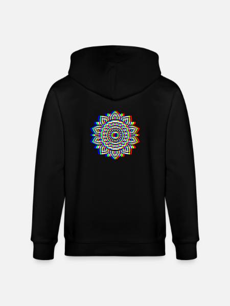 Glitch Mandala – Spirit Design - Stanley/Stella CULTIVATOR  Unisex Organic Hooded Jacket - black
