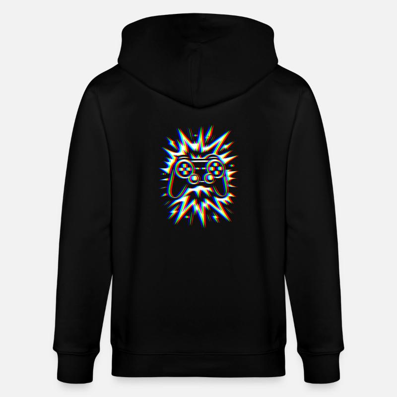 Glitch Controller – Gaming Explosion - Stanley/Stella Unisex Bio-Kapuzenjacke CULTIVATOR  - Schwarz