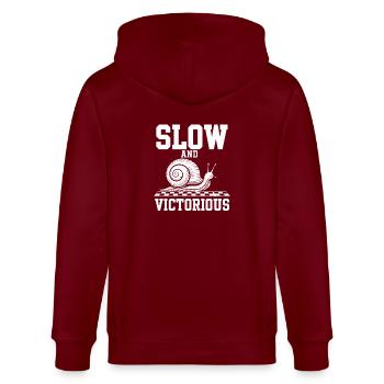 Snail Racing -enthusiast Coureur lent et régulier - Veste à capuche bio CULTIVATOR Stanley/Stella Unisexe - bordeaux - Dos - Anna (173cm)