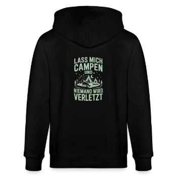 Lass mich campen und niemand wird verletzt - Stanley/Stella Unisex Bio-Kapuzenjacke CULTIVATOR  - Schwarz - Hinten - Anna (173cm)