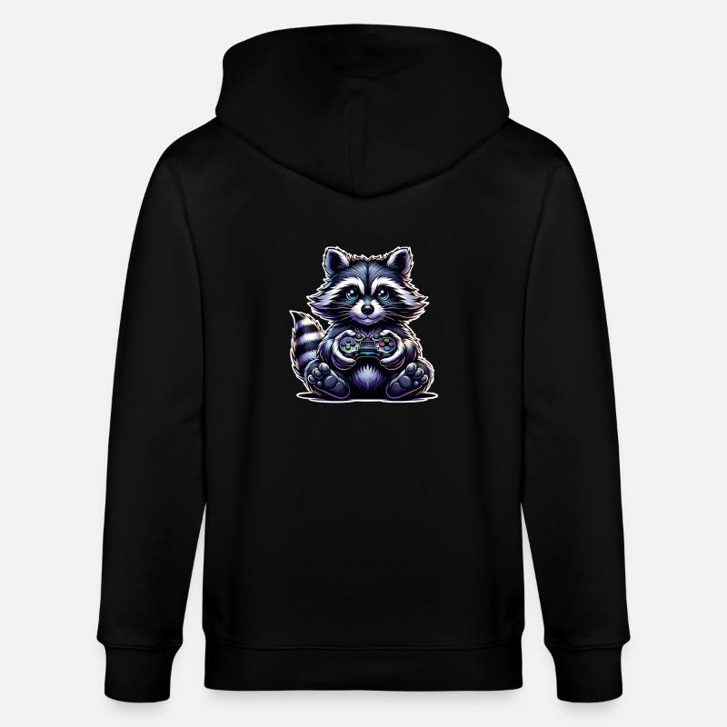Waschbär Gamer Gaming Nerd - Stanley/Stella Unisex Bio-Kapuzenjacke CULTIVATOR - Schwarz