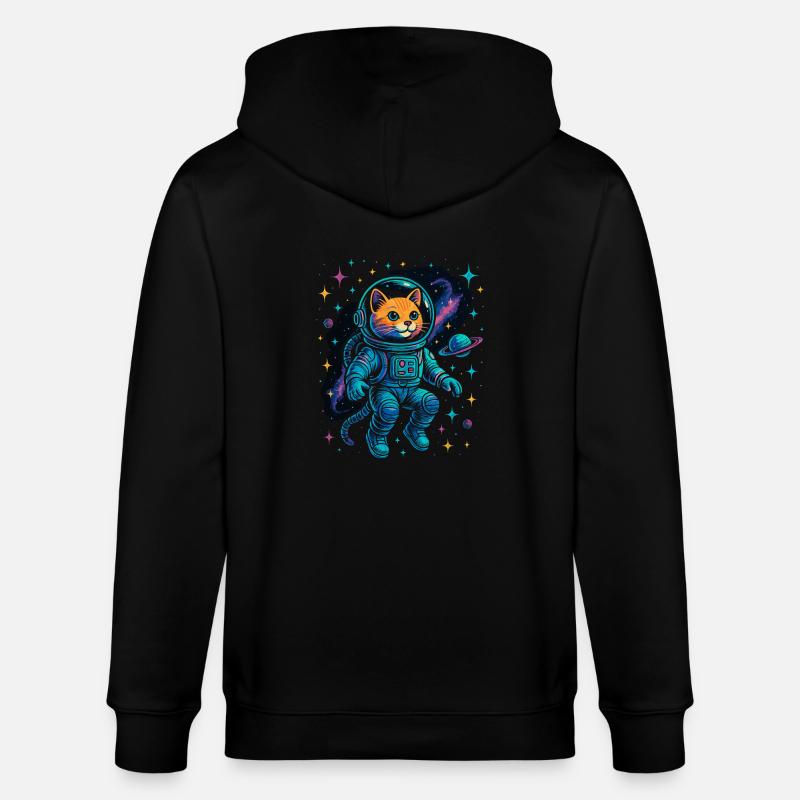 Chat de l’espace - Chat astronaute - Veste à capuche bio CULTIVATOR Stanley/Stella Unisexe - noir