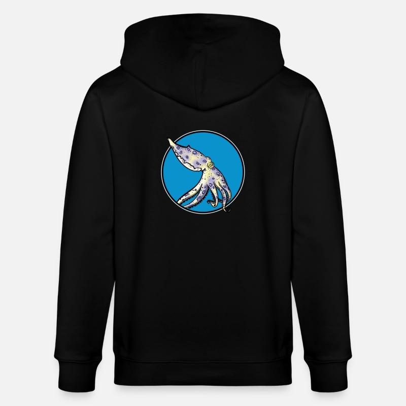 Blue Ringed Octopus Blaugeringelter Krake - Stanley/Stella CULTIVATOR  Unisex Organic Hooded Jacket - black