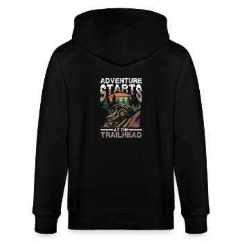 Abenteuer Beginnt Am Trailhead Offroad - Stanley/Stella Unisex Bio-Kapuzenjacke CULTIVATOR  - Schwarz - Hinten - Anna (173cm)