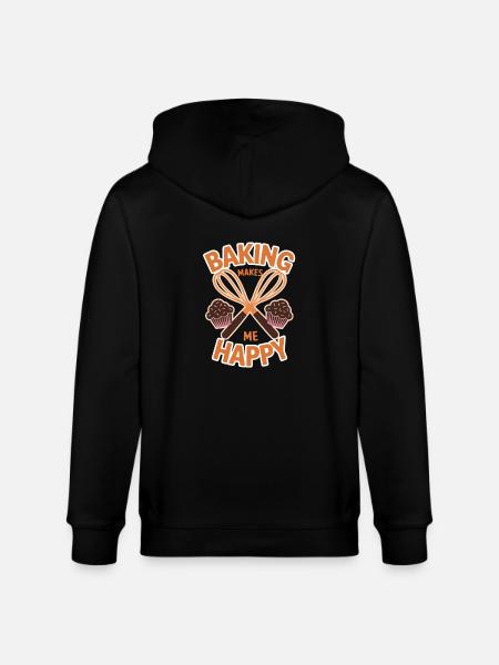 Baking makes me happy cake - Stanley/Stella CULTIVATOR  Unisex Organic Hooded Jacket - black