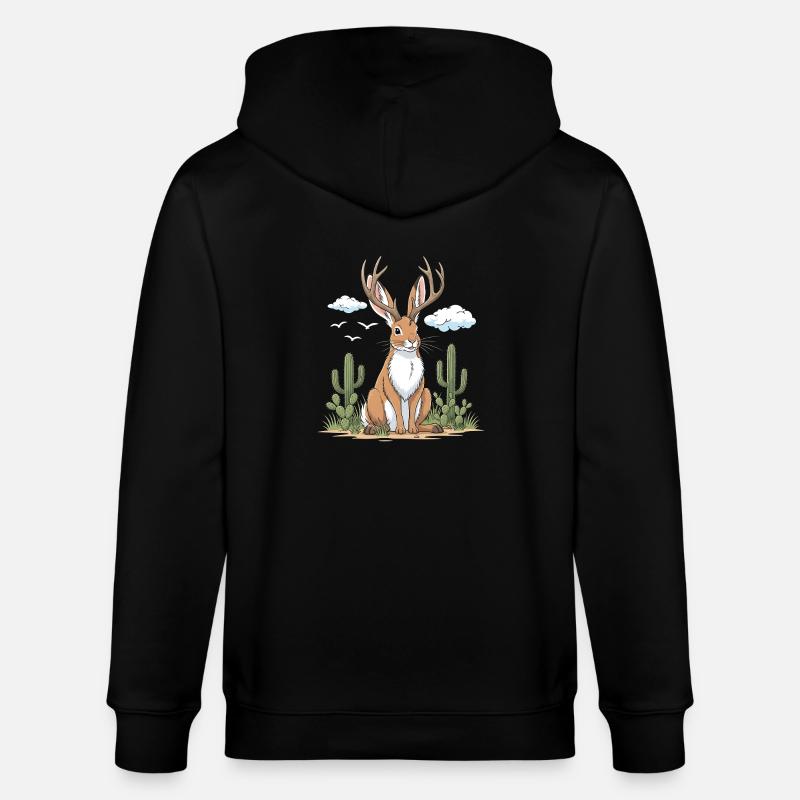 Jackalope Wüste - Stanley/Stella Unisex Bio-Kapuzenjacke CULTIVATOR  - Schwarz