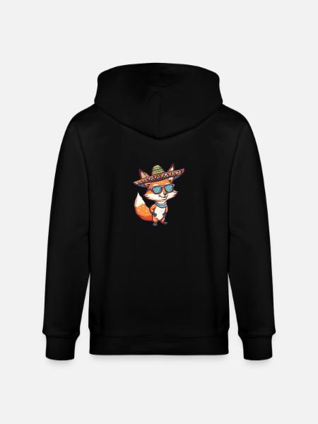 Fox Comic Funny Sombrero - Stanley/Stella CULTIVATOR Unisex Organic Hooded Jacket - black