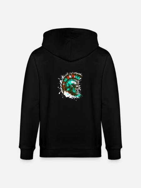 Spartan Skull Helmet - Stanley/Stella CULTIVATOR Unisex Organic Hooded Jacket - black