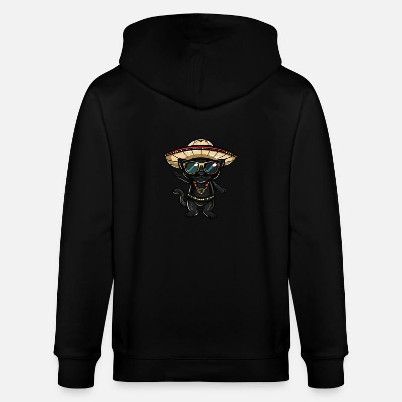 Panthère Bande Dessinée Drôle Sombrero - Veste à capuche bio CULTIVATOR Stanley/Stella Unisexe - noir