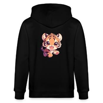 Sumatra-Tiger - Stanley/Stella Unisex Bio-Kapuzenjacke CULTIVATOR  - Schwarz - Hinten - Anna (173cm)