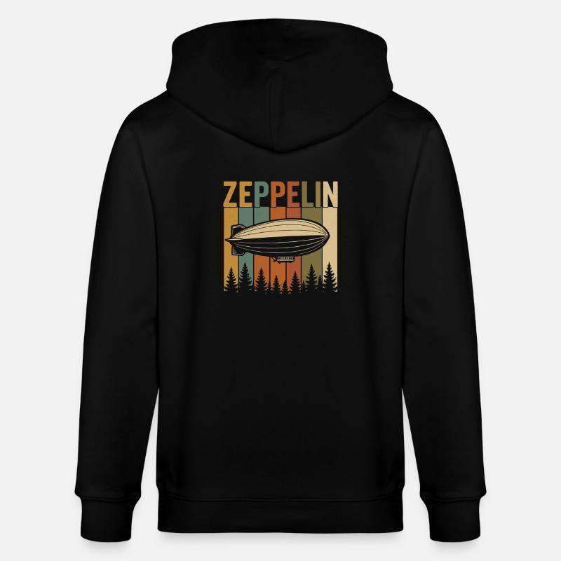 Conception rétro du dirigeable Zeppelin - Veste à capuche bio CULTIVATOR Stanley/Stella Unisexe - noir