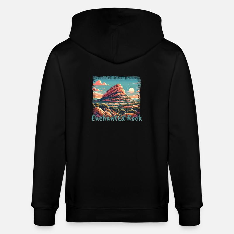 Enchanted Rock Texas Grunge Mountains - Stanley/Stella CULTIVATOR  Unisex Organic Hooded Jacket - black