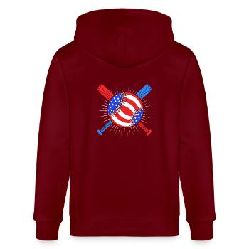 Vierter Juli Nationalfarben Nationalfeiertag USA - Stanley/Stella Unisex Bio-Kapuzenjacke CULTIVATOR  - Burgunderrot - Hinten - Anna (173cm)
