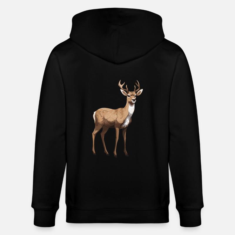 Hirsch Tier - Stanley/Stella Unisex Bio-Kapuzenjacke CULTIVATOR  - Schwarz