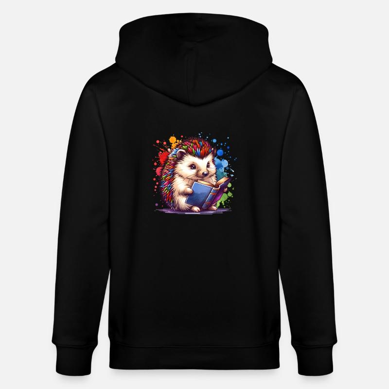 Lesen Igel - Stanley/Stella Unisex Bio-Kapuzenjacke CULTIVATOR  - Schwarz