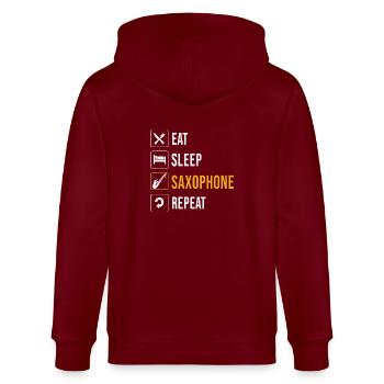 Saxophon Saxophonist - Stanley/Stella Unisex Bio-Kapuzenjacke CULTIVATOR  - Burgunderrot - Hinten - Anna (173cm)