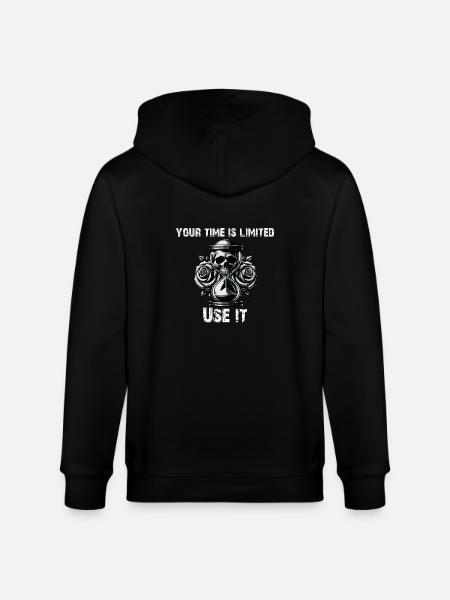 Your time is limited Skull - Stanley/Stella CULTIVATOR  Unisex Organic Hooded Jacket - black