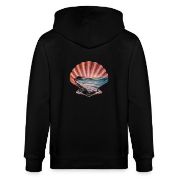 Muschel Strand Szene Serene Ozean Landschaft - Stanley/Stella Unisex Bio-Kapuzenjacke CULTIVATOR  - Schwarz - Hinten - Anna (173cm)