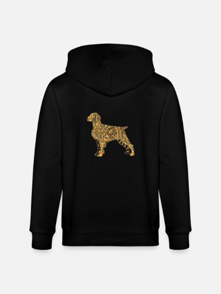 Brittany Spaniel Geometric - Stanley/Stella CULTIVATOR  Unisex Organic Hooded Jacket - black
