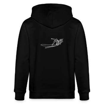 Surfen weiß - Stanley/Stella Unisex Bio-Kapuzenjacke CULTIVATOR  - Schwarz - Hinten - Anna (173cm)