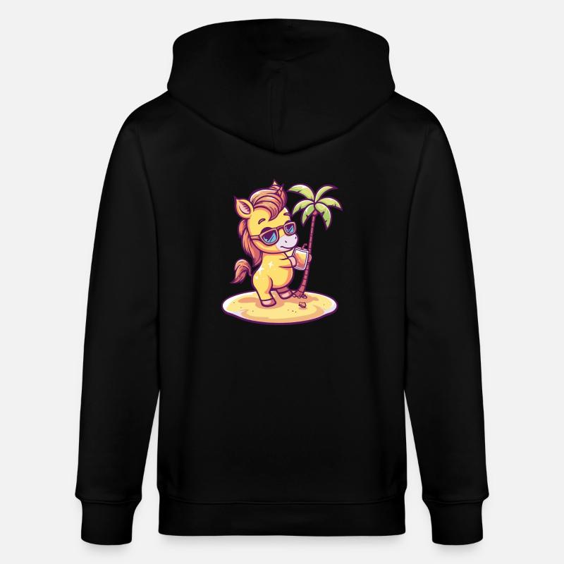 Cheval Été Plage Bande Dessinée - Veste à capuche bio CULTIVATOR Stanley/Stella Unisexe - noir