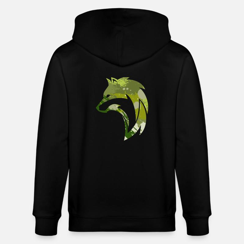 Wilder Wolf Tarnmuster - Stanley/Stella Unisex Bio-Kapuzenjacke CULTIVATOR  - Schwarz
