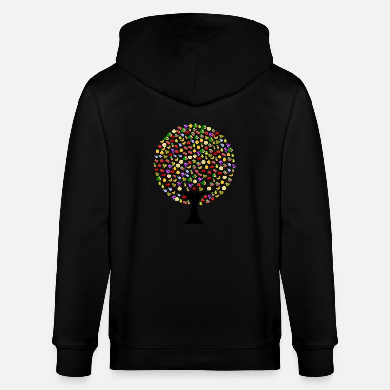 Lebensmittel Baum mit Obst - Stanley/Stella Unisex Bio-Kapuzenjacke CULTIVATOR  - Schwarz