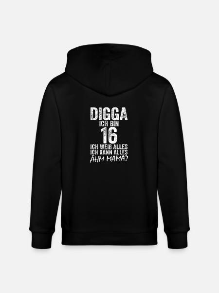 Digga Ho 16 anni Posso fare qualsiasi cosa 16 ° compleanno - Felpa con cappuccio ecologica unisex CULTIVATOR di Stanley/Stella - nero