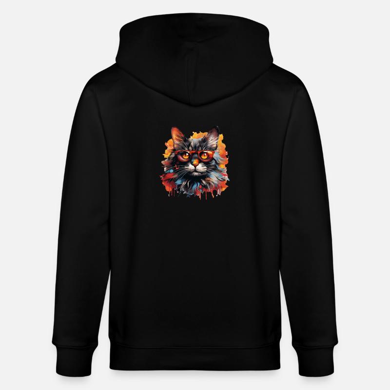 Katze - Stanley/Stella Unisex Bio-Kapuzenjacke CULTIVATOR - Schwarz