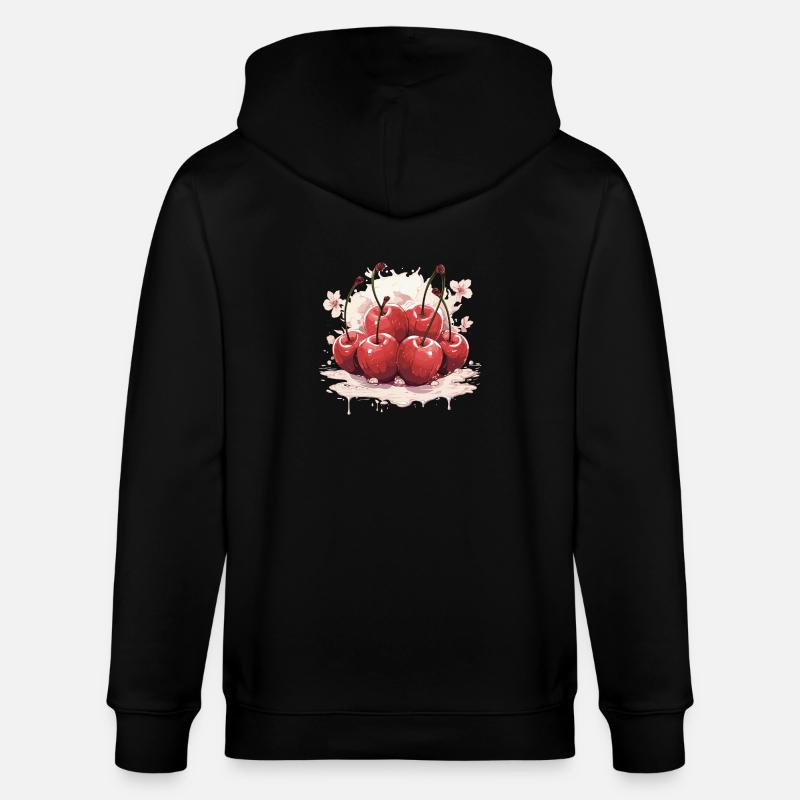 Kirsche - Illustration - Stanley/Stella Unisex Bio-Kapuzenjacke CULTIVATOR  - Schwarz