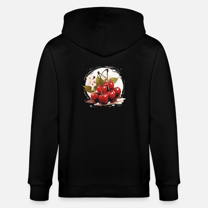 Kirsche - Illustration - Stanley/Stella Unisex Bio-Kapuzenjacke CULTIVATOR  - Schwarz