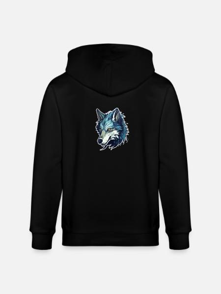 Wolf - Illustration - Stanley/Stella CULTIVATOR Unisex Organic Hooded Jacket - black