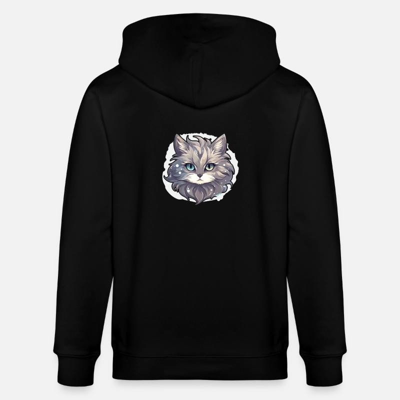 Chat - illustration - Veste à capuche bio CULTIVATOR Stanley/Stella Unisexe - noir