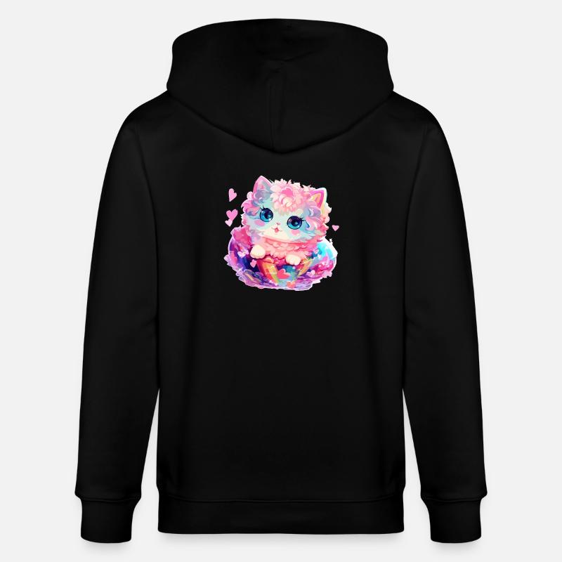 Chat - illustration - Veste à capuche bio CULTIVATOR Stanley/Stella Unisexe - noir