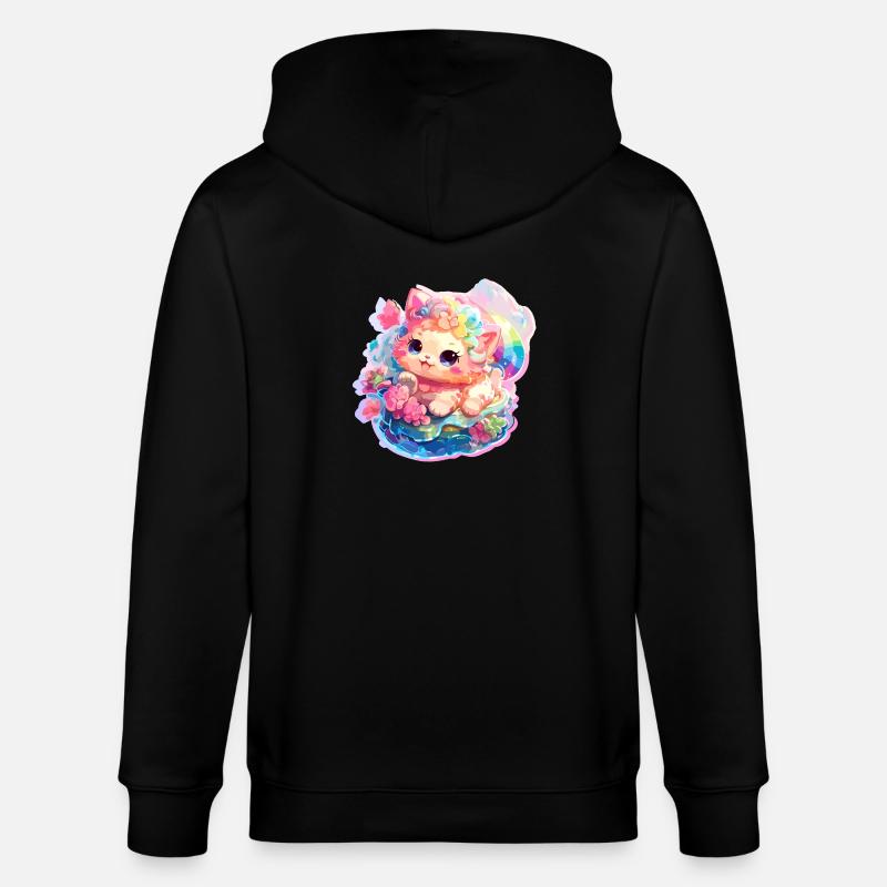 Chat - illustration - Veste à capuche bio CULTIVATOR Stanley/Stella Unisexe - noir