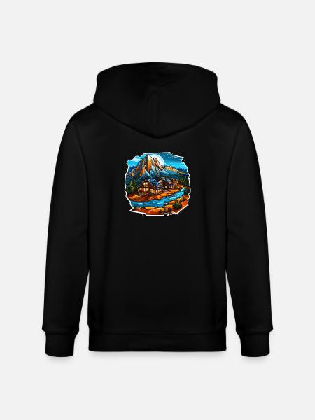 Landscape - Illustration - Stanley/Stella CULTIVATOR Unisex Organic Hooded Jacket - black