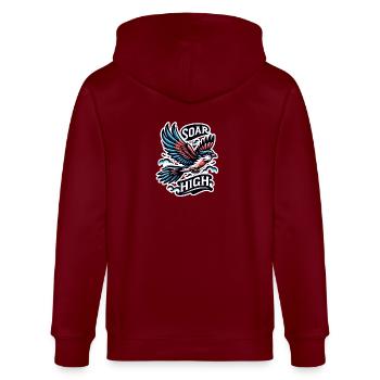 Soar High - bird illustration - Stanley/Stella CULTIVATOR  Unisex Organic Hooded Jacket - burgundy - Back - Anna (173cm)