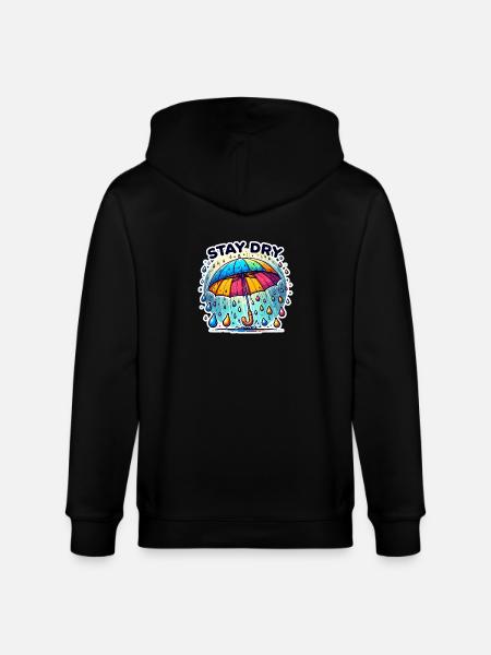 Stay Dry - Umbrella Illustration - Stanley/Stella CULTIVATOR Unisex Organic Hooded Jacket - black