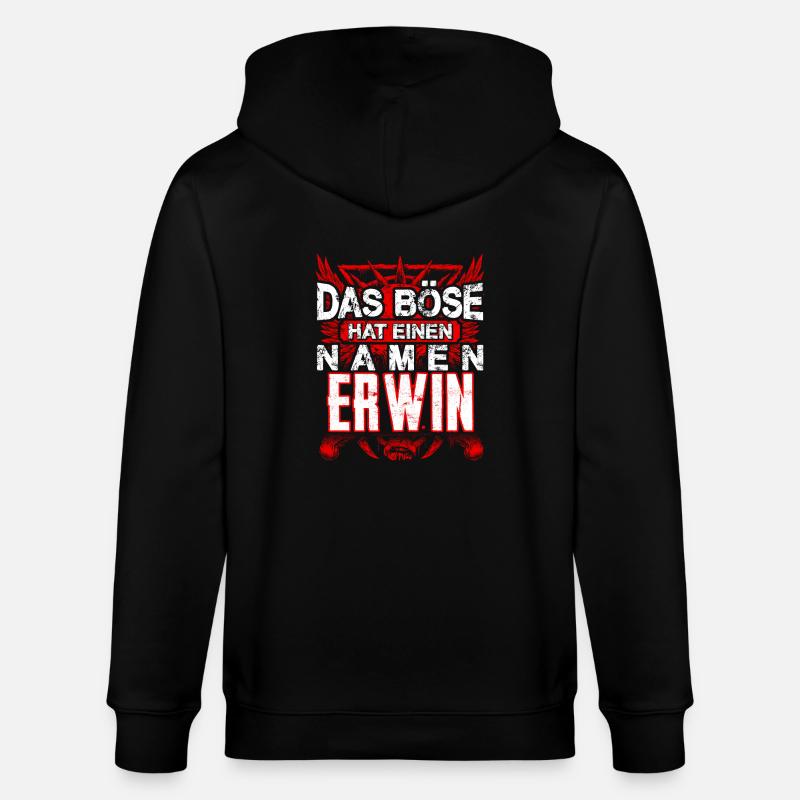 ERWIN - Name - Stanley/Stella Unisex Bio-Kapuzenjacke CULTIVATOR  - Schwarz