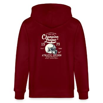 Champion League - Stanley/Stella Unisex Bio-Kapuzenjacke CULTIVATOR  - Burgunderrot - Hinten - Anna (173cm)