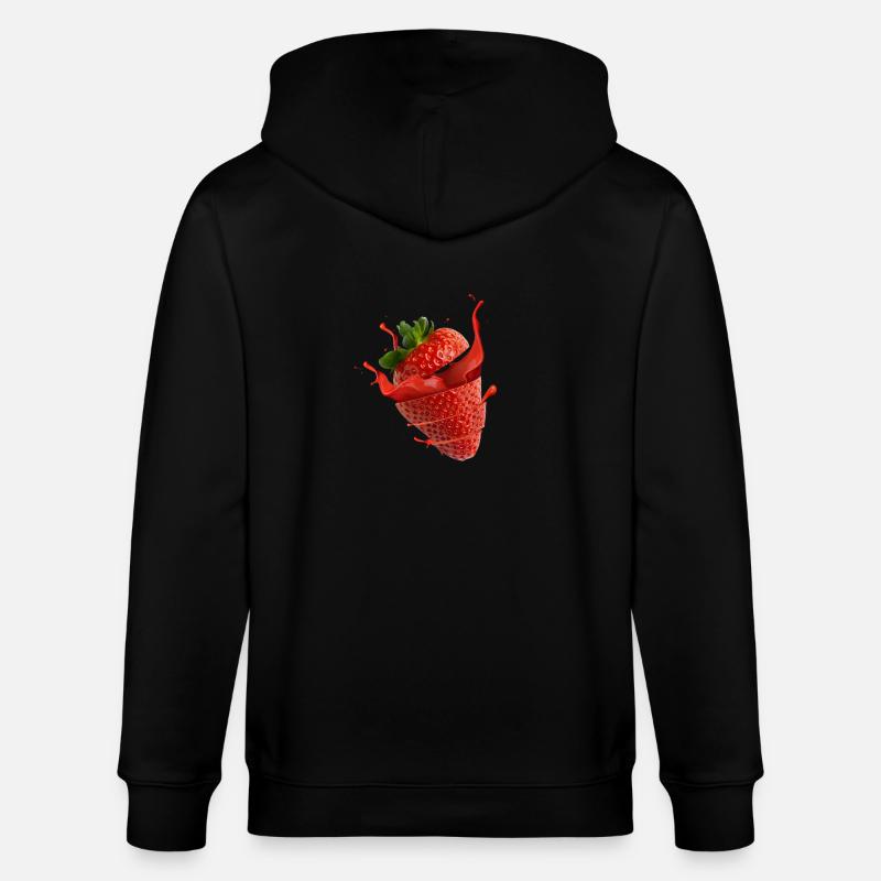 Erdbeere mit splash - Stanley/Stella Unisex Bio-Kapuzenjacke CULTIVATOR - Schwarz