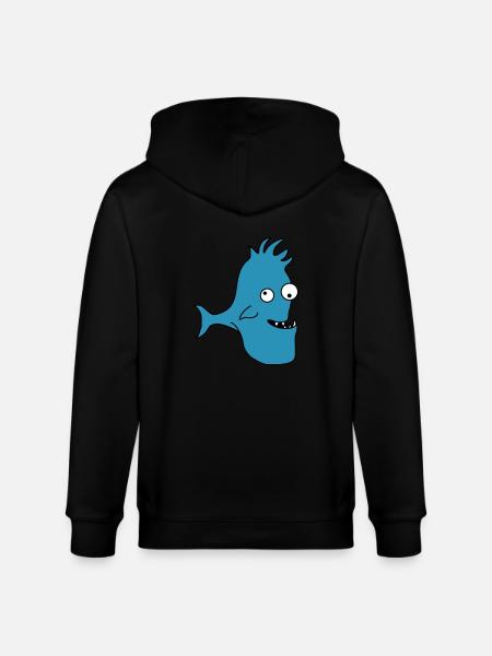 Stupid Crazy Comic Fish - Stanley/Stella CULTIVATOR  Unisex Organic Hooded Jacket - black